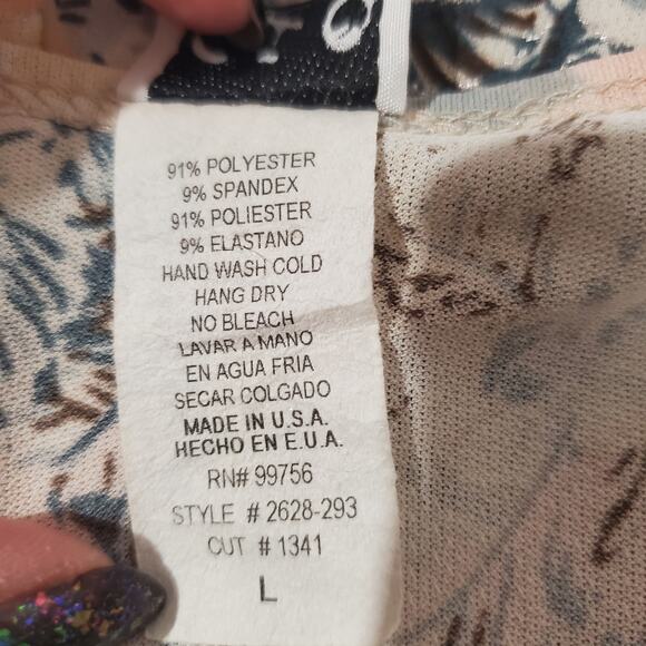 Vtg CIO 90s Y2K Faux Wrap Surplice Patchwork Floral Midi Dress Size L Fairy Boho - Picture 8 of 9